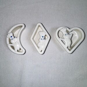 Vintage Pillsbury Doughboy Cookie Cutter Set Heart Moon Diamond White Plastic